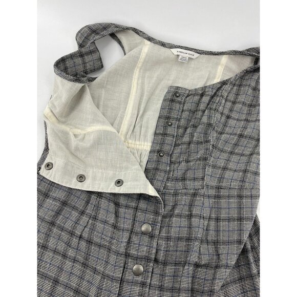 American Eagle Women's Gray Plaid Sleeveless Snap Front Dress Size Small - Picture 10 of 15